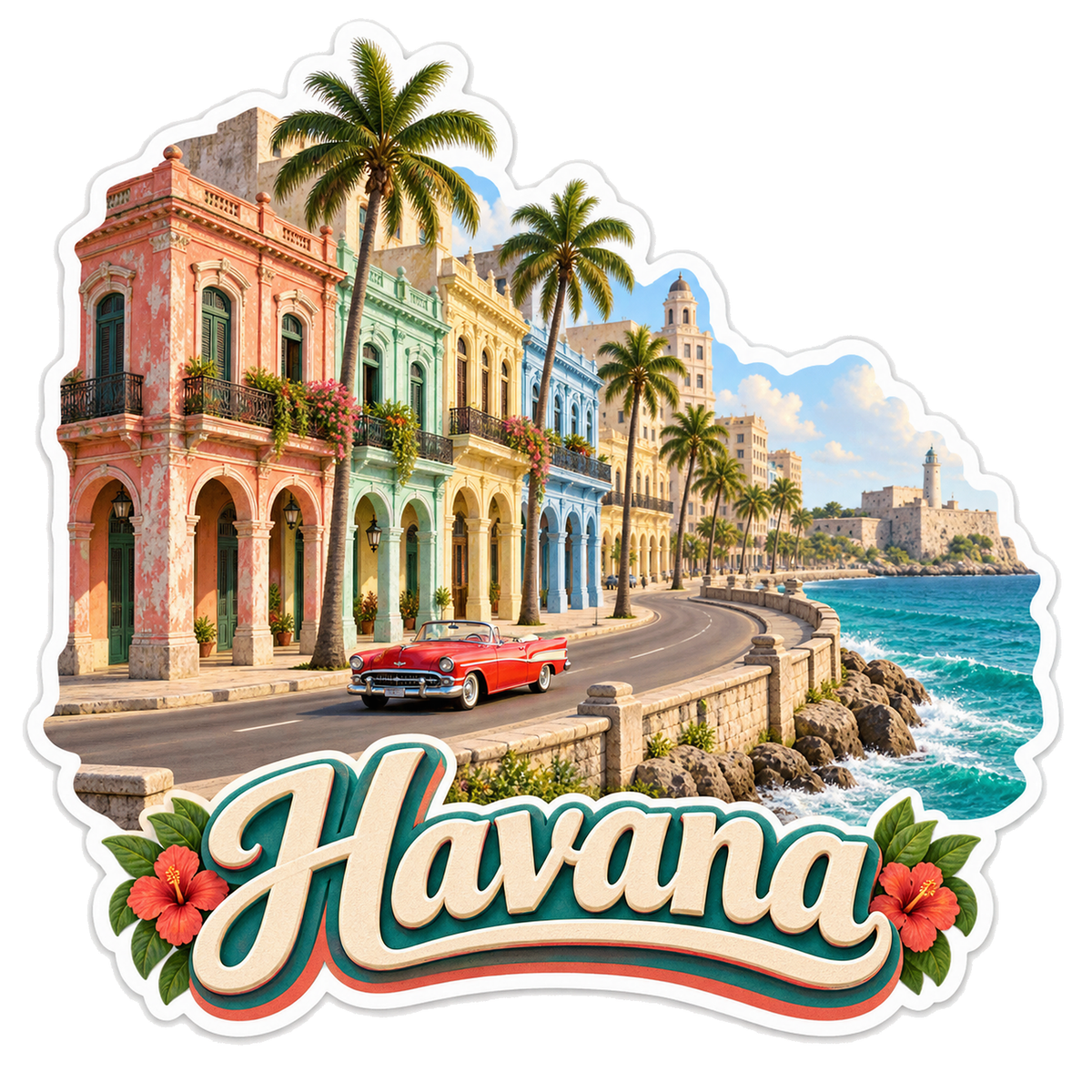 Havana Pastel Malecon Convertible Vinyl Sticker Decal
