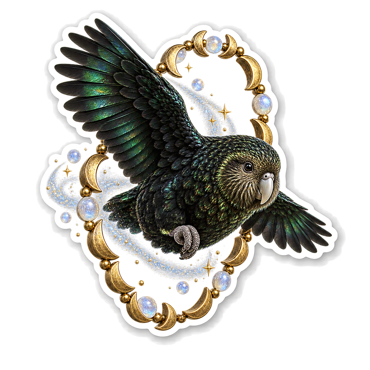 Black Lacquer Kakapo Celestial Circus Hoop Diver Vinyl Sticker Decal