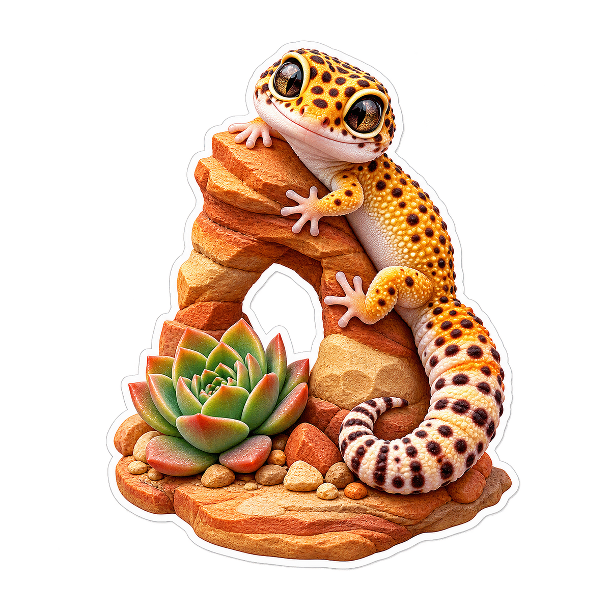 Leopard Gecko Sandstone Cling Vinyl Sticker Decal