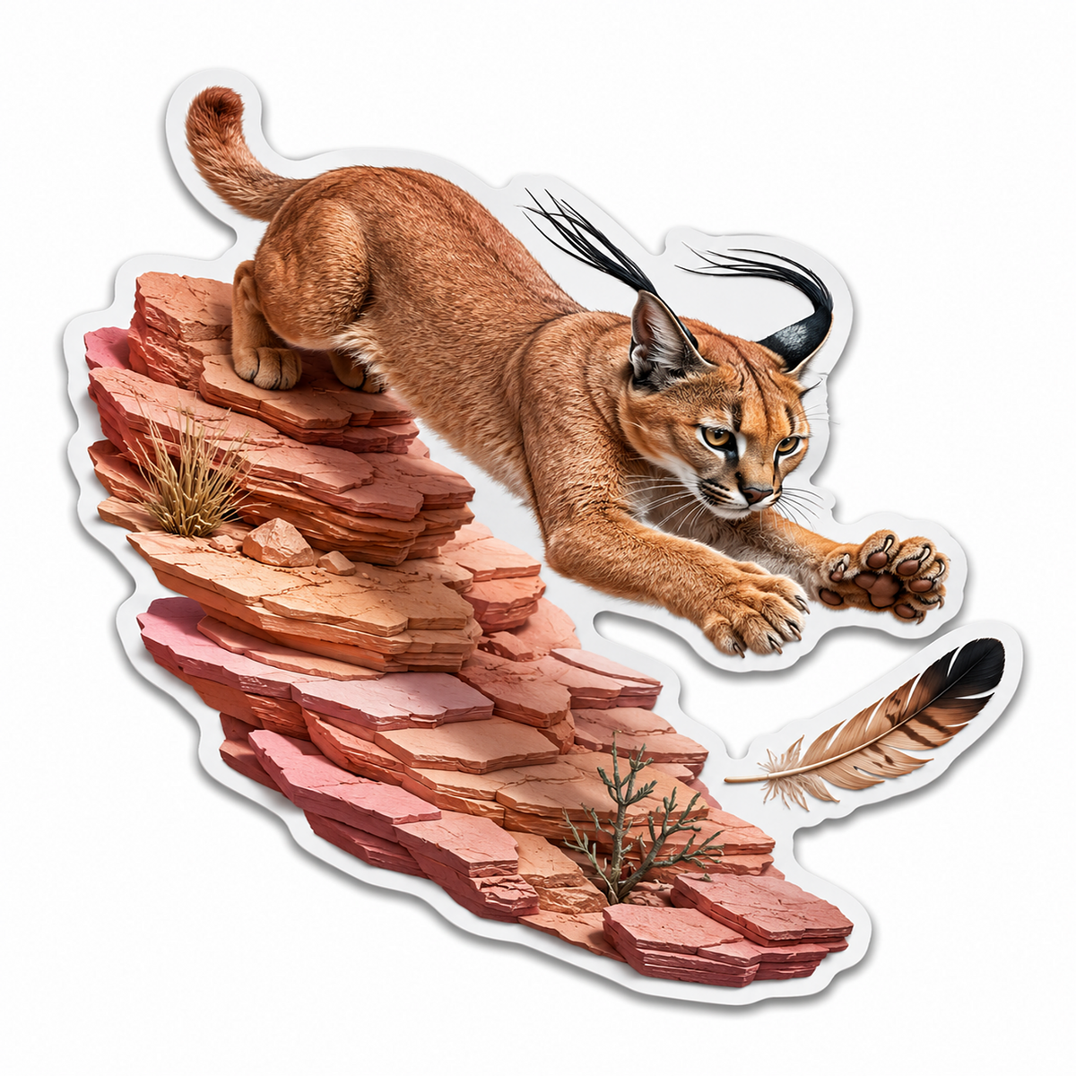 Caracal Sandstone Pounce Vinyl Sticker Decal