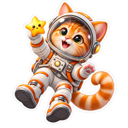 Cat Astronaut Vinyl Sticker Decal