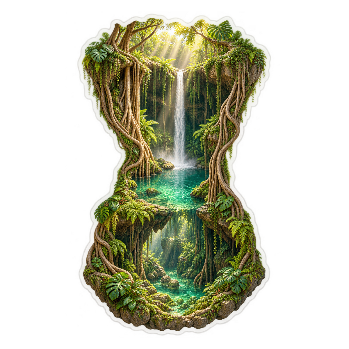 Jungle Sinkhole Root Waterfall Vinyl Sticker Decal