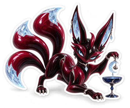 Three Tailed Rooftop Cryptid Crescent Ice Bell Vinyl Sticker Decal