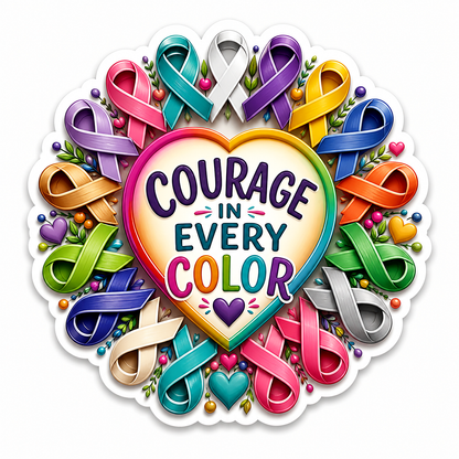 Courage in Every Color Ribbon Wreath Vinyl Sticker Decal