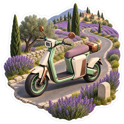 Lavender Electric Scooter Ribbon Road Vinyl Sticker Decal