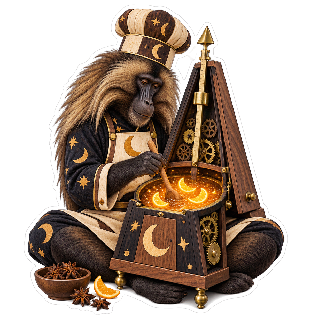 Marquetry Gelada Moon Marmalade Metronome Chef Vinyl Sticker Decal
