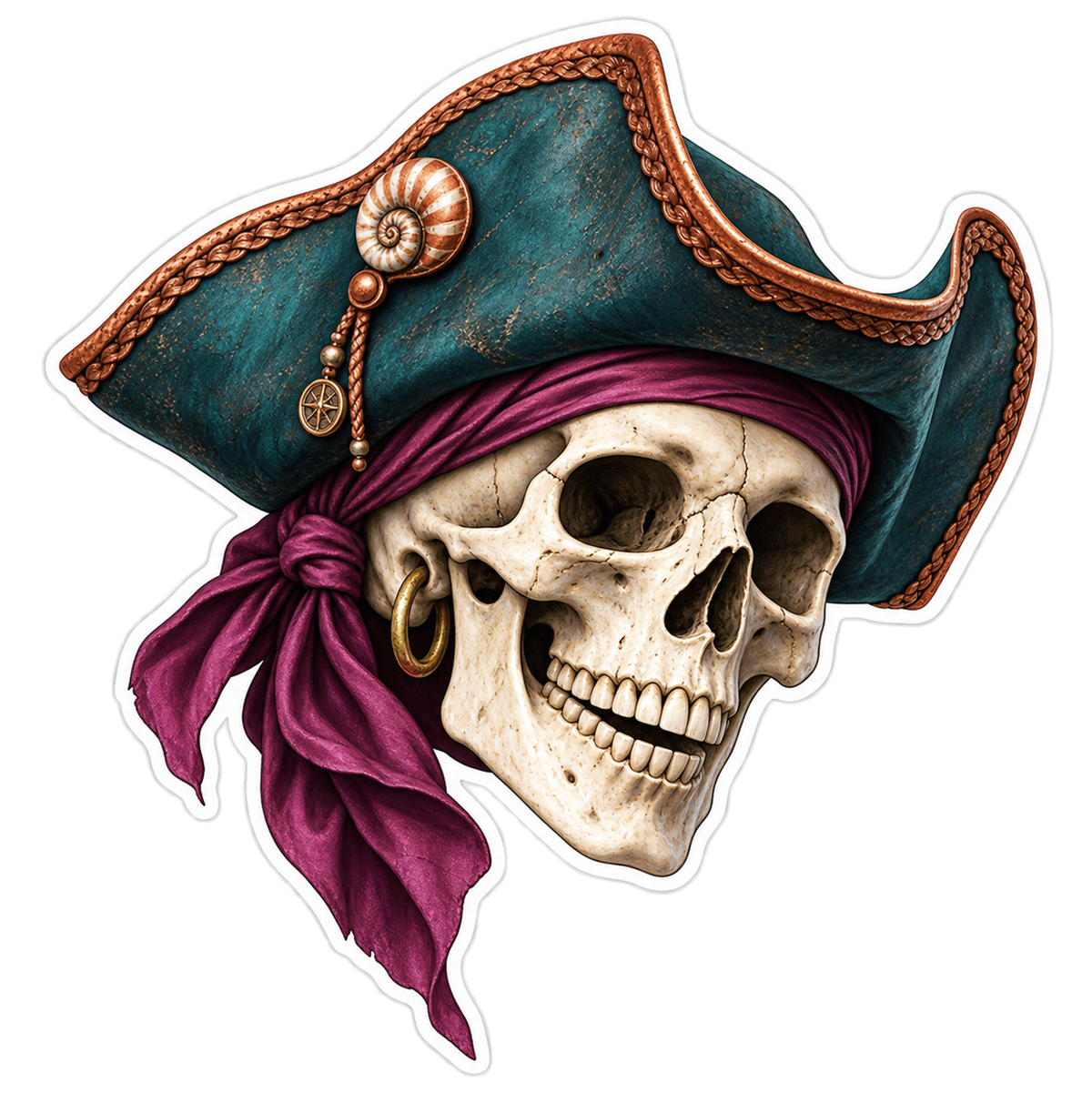 Plum Silk Scarf Knotted To Side Vinyl Sticker Decal