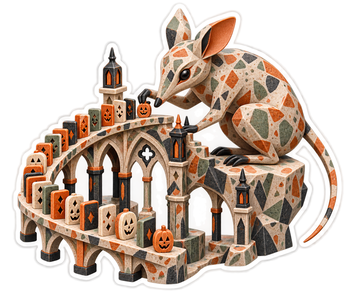 Terrazzo Bandicoot Pumpkin Domino Architect Vinyl Sticker Decal