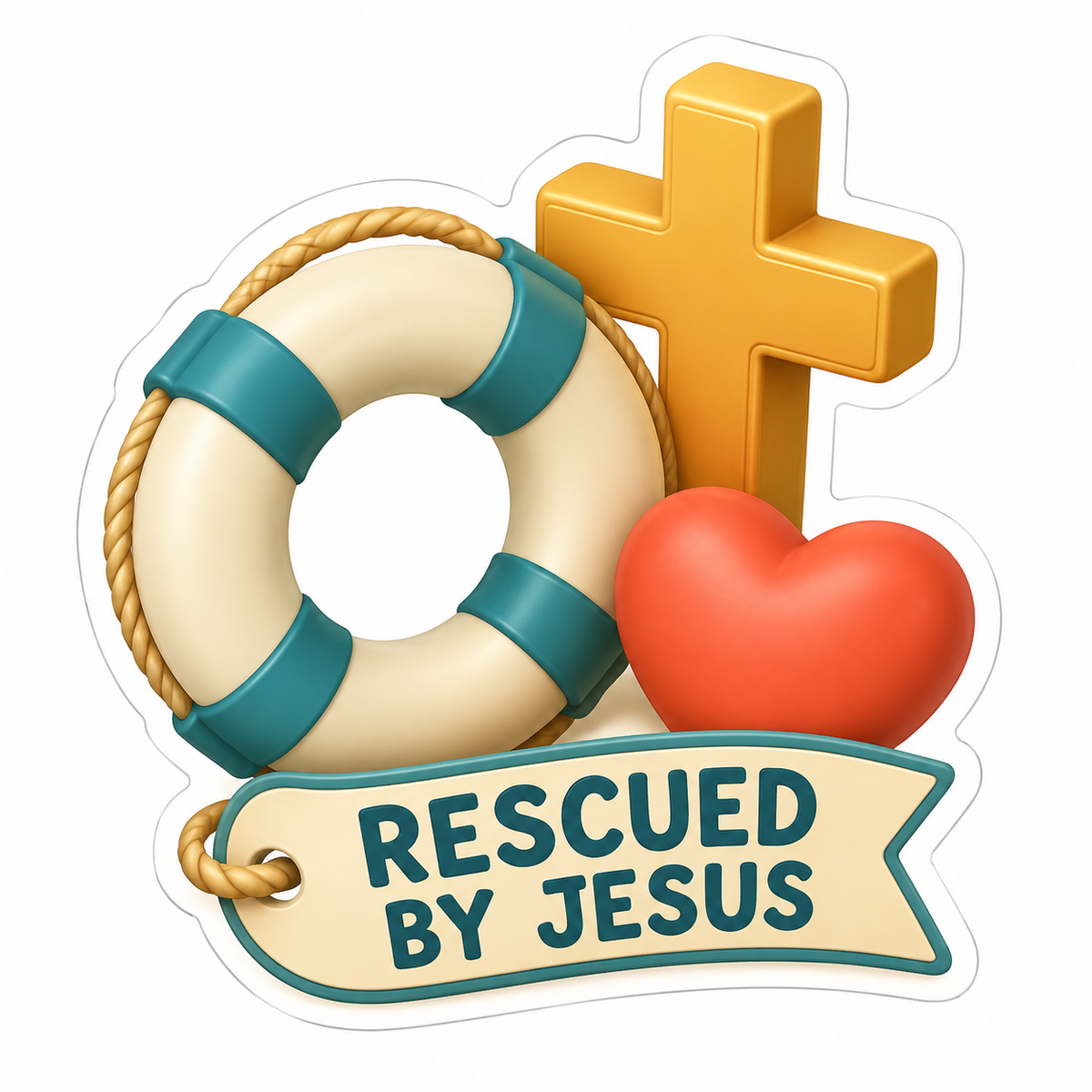 Rescued By Jesus Vinyl Sticker Decal