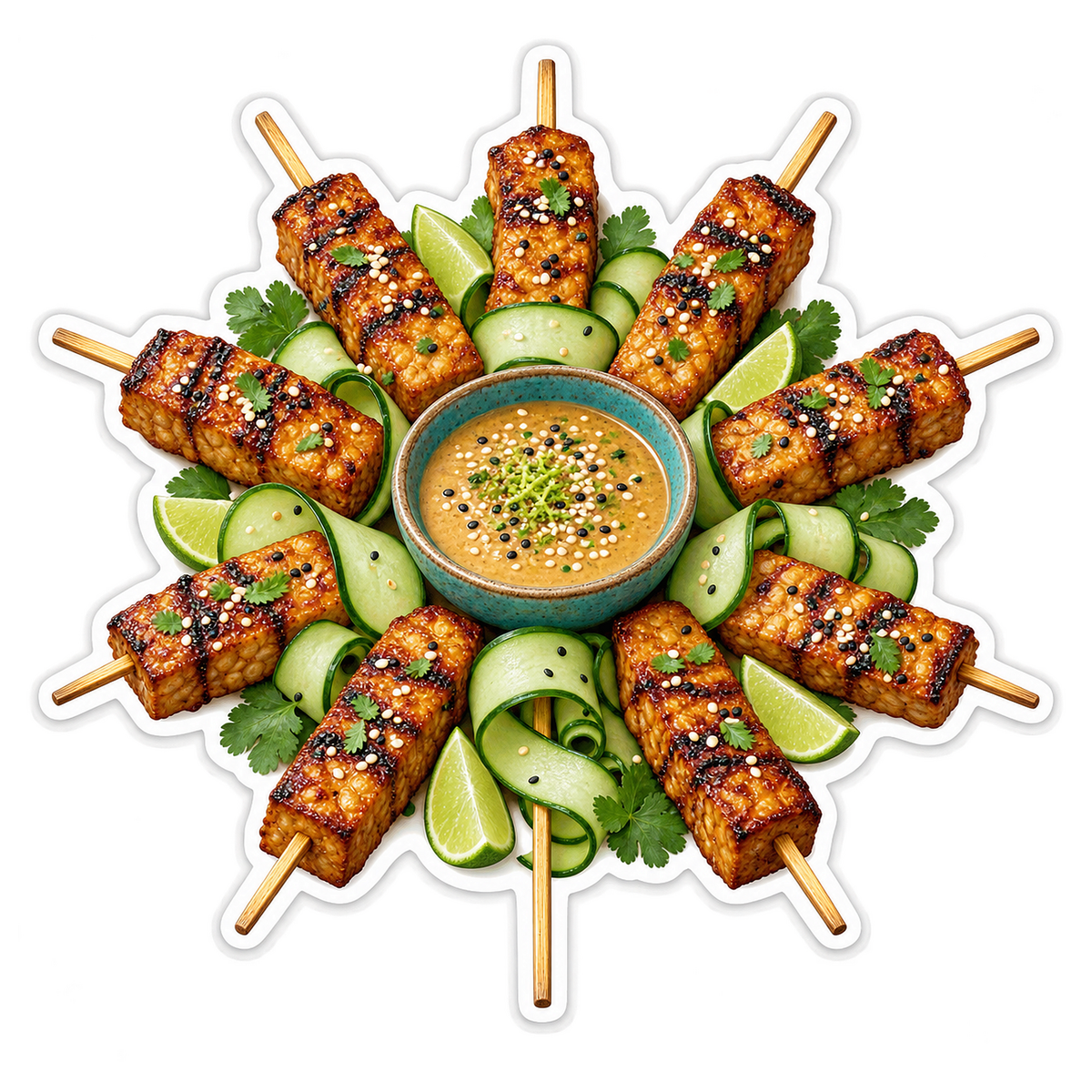 Tempeh Satay Bamboo Sunburst Vinyl Sticker Decal