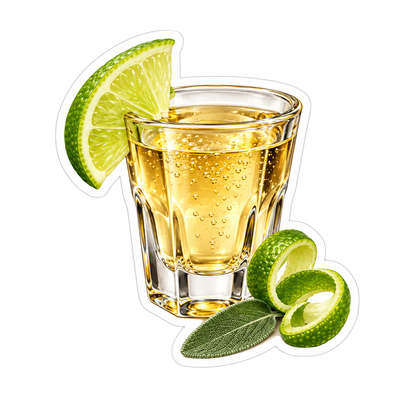 Tequila Shot Glass Lime Wedge Vinyl Sticker Decal