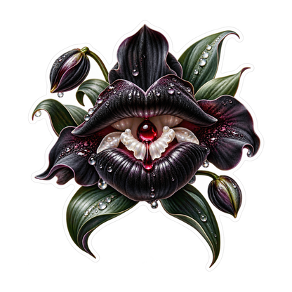 Black Flower Mouth with Central Red Eye Vinyl Sticker Decal