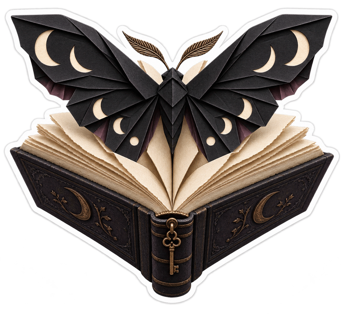 Obsidian Origami Moth Blank Book Key Clasp Vinyl Sticker Decal