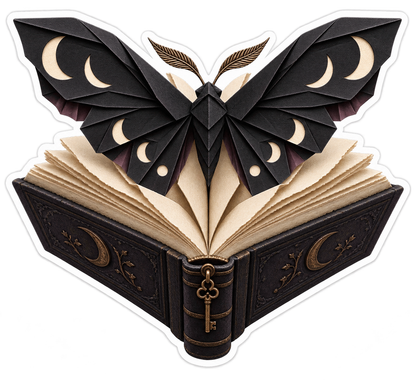 Obsidian Origami Moth Blank Book Key Clasp Vinyl Sticker Decal