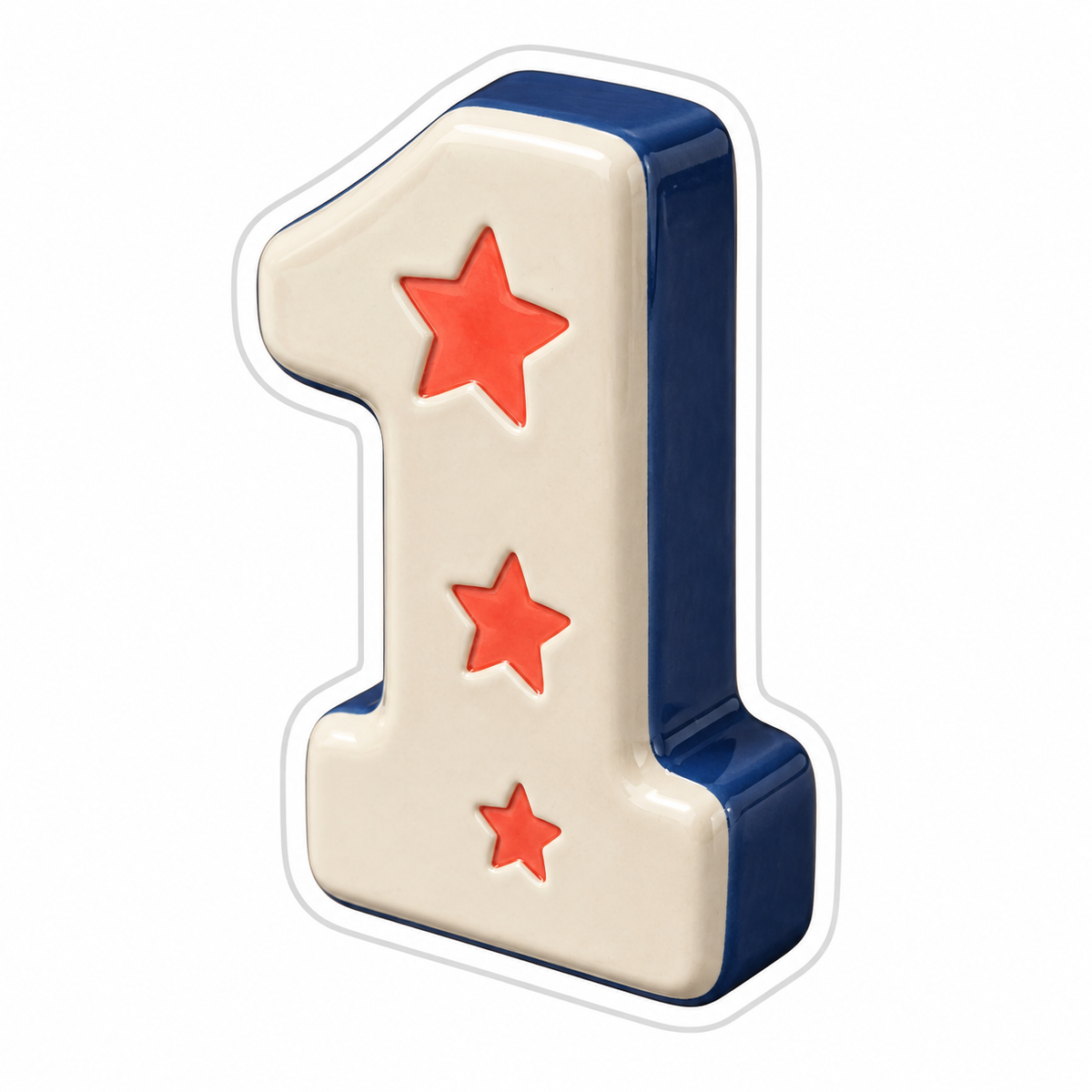 Ivory Navy Number 1 Coral Stars Vinyl Sticker Decal