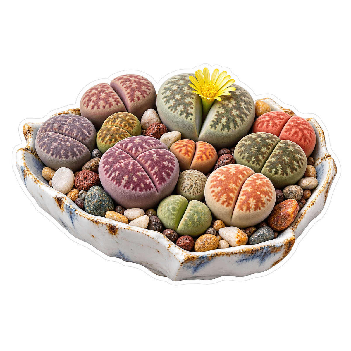 Lithops Pebble Mosaic Vinyl Sticker Decal