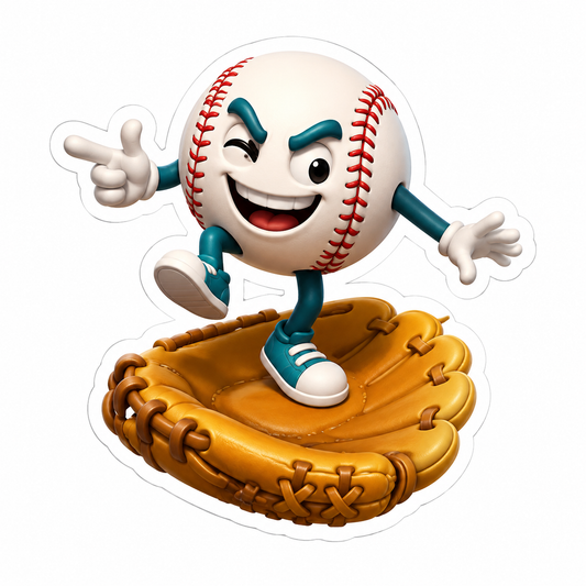 Mischievous Baseball Character Vinyl Sticker Decal