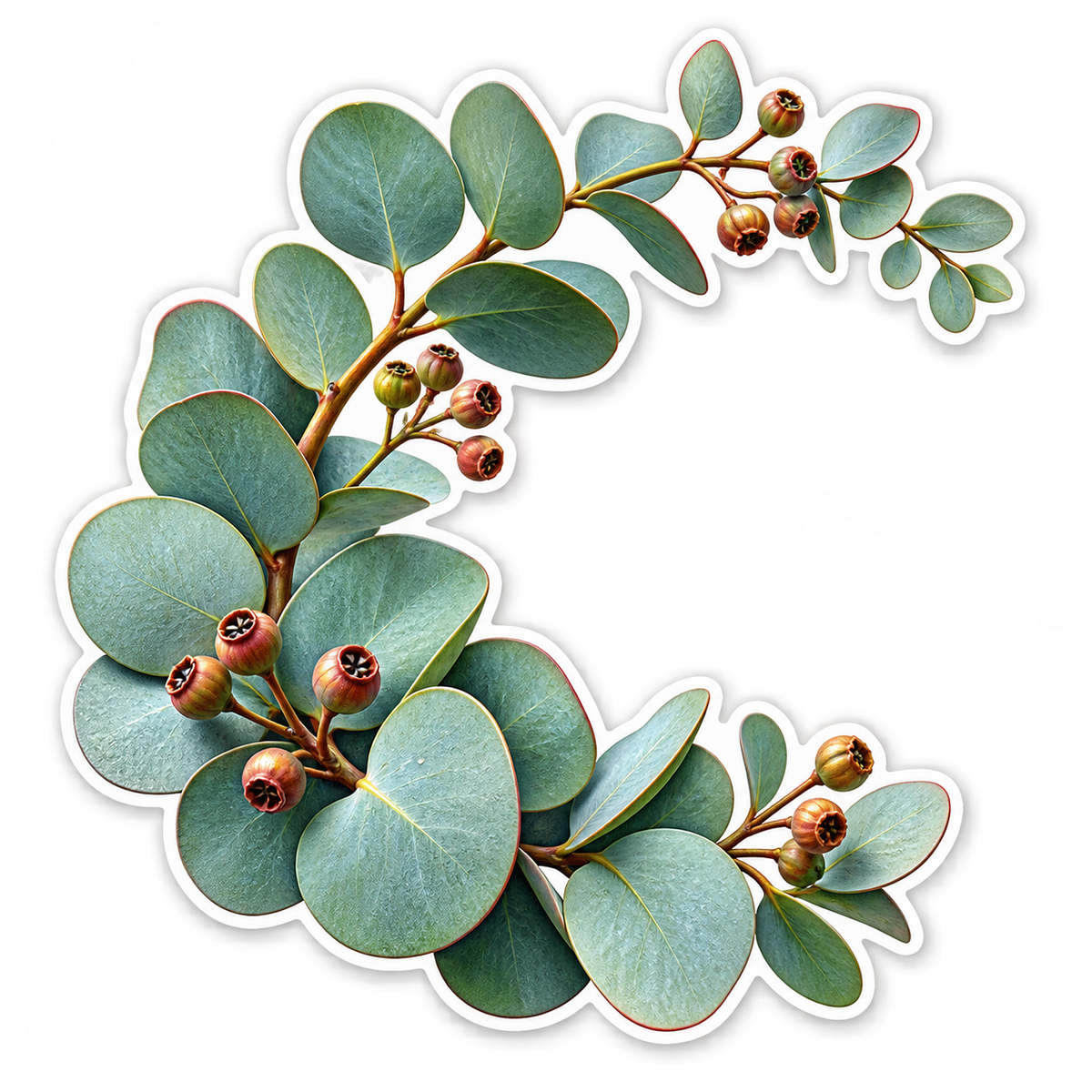 Eucalyptus Silver Dollar Arc Vinyl Sticker Decal