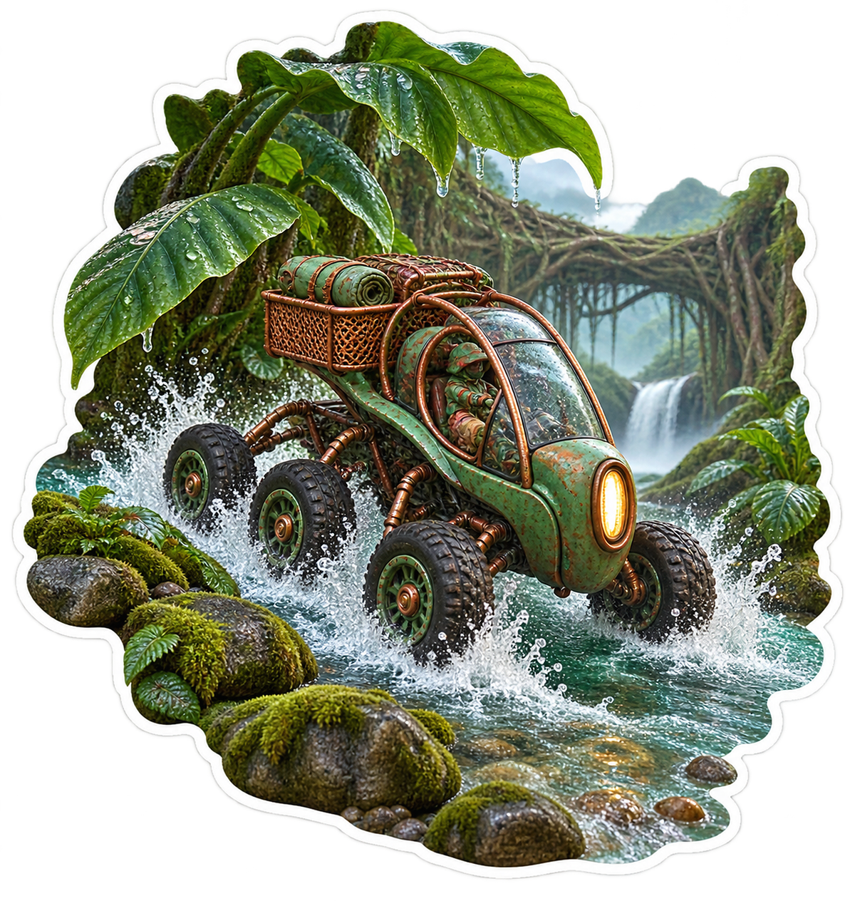 Rainforest Six Wheel Expedition Buggy Vinyl Sticker Decal