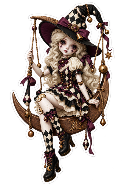 Porcelain Marionette Witch Vinyl Sticker Decal