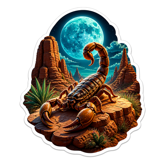Desert Scorpion Under Blue Full Moon Vinyl Sticker Decal