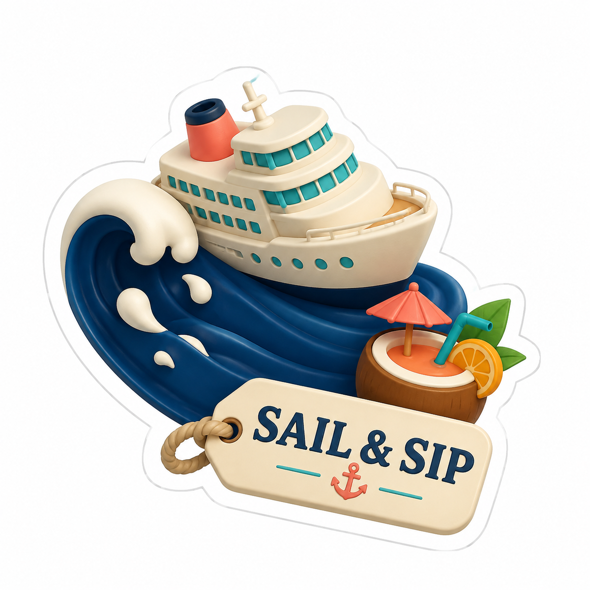 Sail & Sip Vinyl Sticker Decal