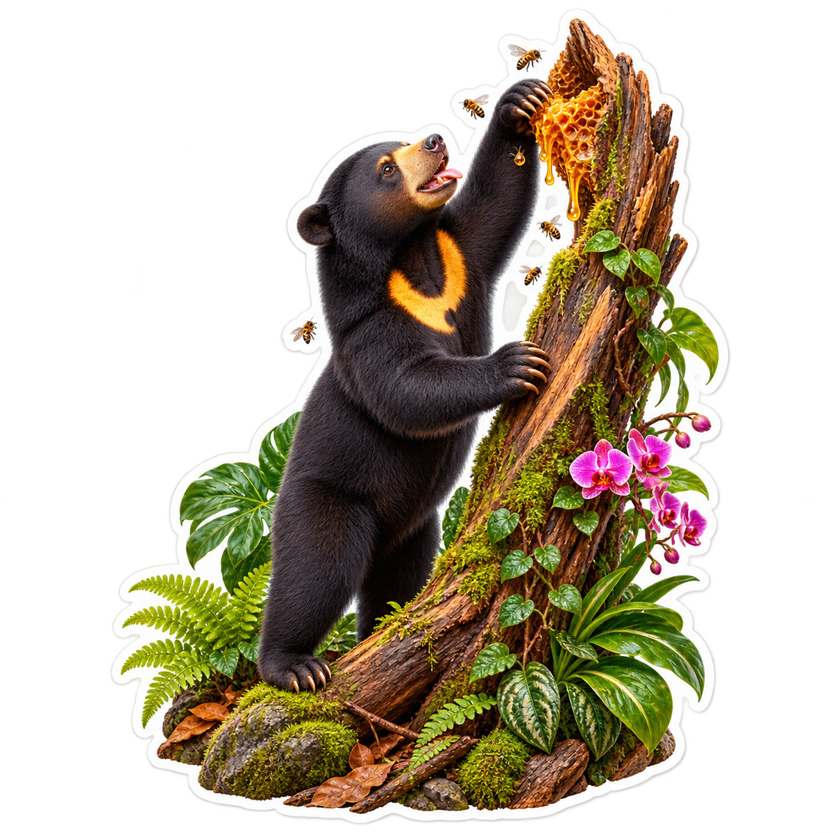 Sun Bear Honeycomb Reach Vinyl Sticker Decal