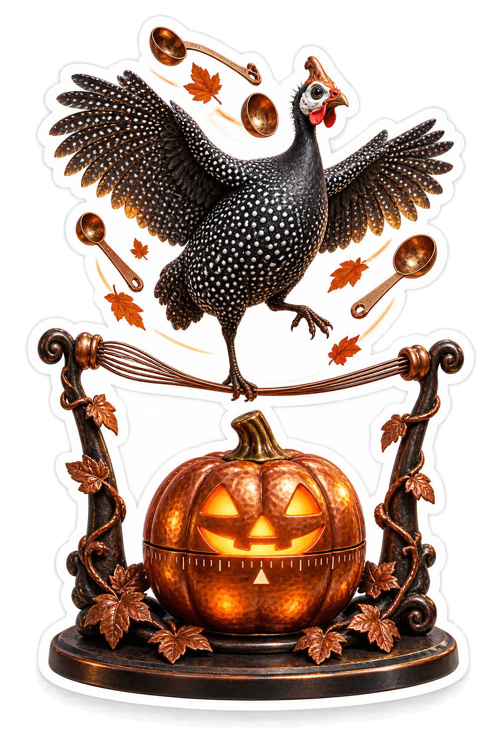Lacquer Guinea Fowl Pumpkin Egg Timer Tightrope Vinyl Sticker Decal