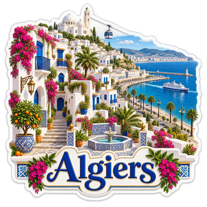 Algiers White Casbah Mediterranean Bay Vinyl Sticker Decal