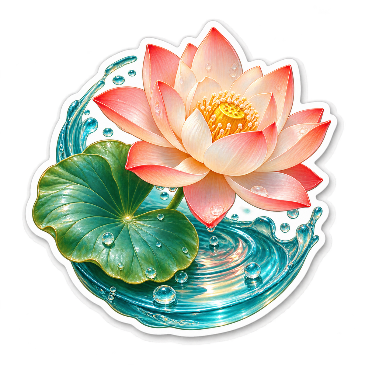 Lotus Crystal Ripple Bloom Vinyl Sticker Decal
