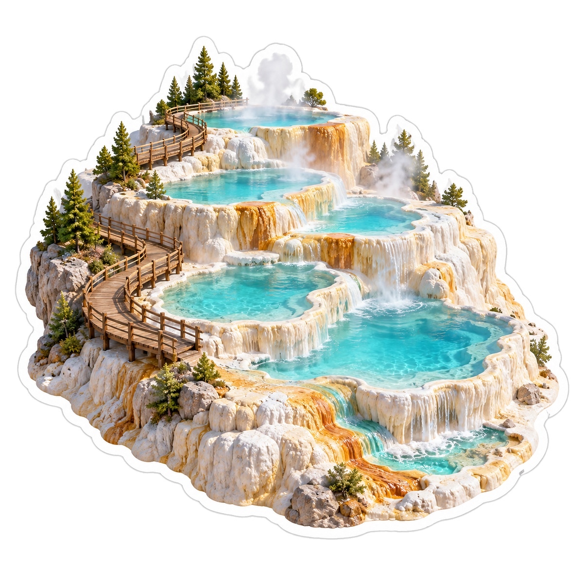 Geothermal Turquoise Terrace Boardwalk Vinyl Sticker Decal