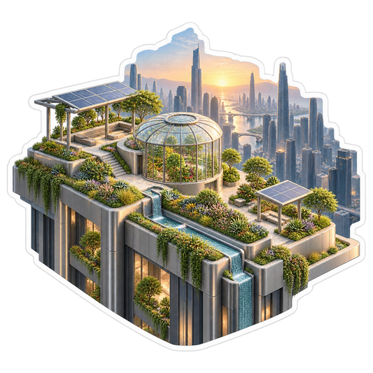 Solar Rooftop Garden Future Skyline Vinyl Sticker Decal