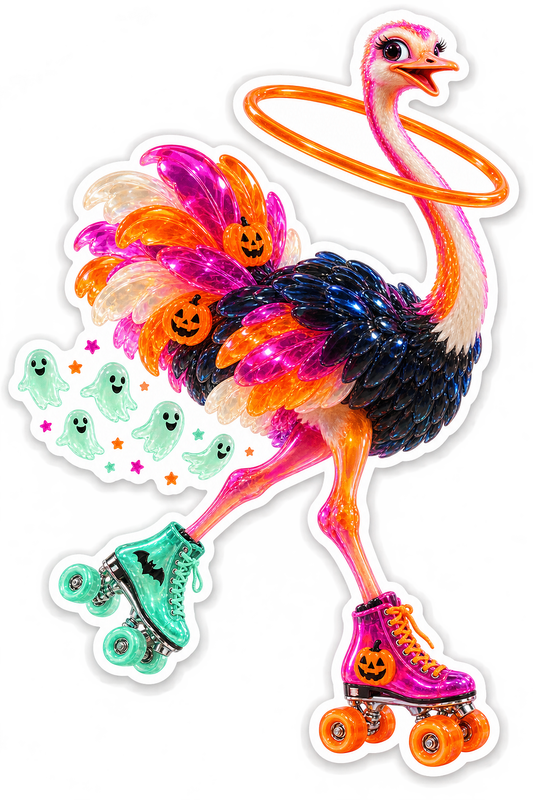 Neon Acrylic Ostrich Pumpkin Hoop Roller Skater Vinyl Sticker Decal