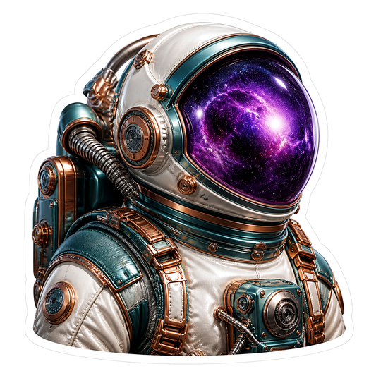 Astronaut Helmet with Purple Galaxy Visor Vinyl Sticker Decal