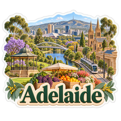 Adelaide Parklands River Tram Market Vinyl Sticker Decal