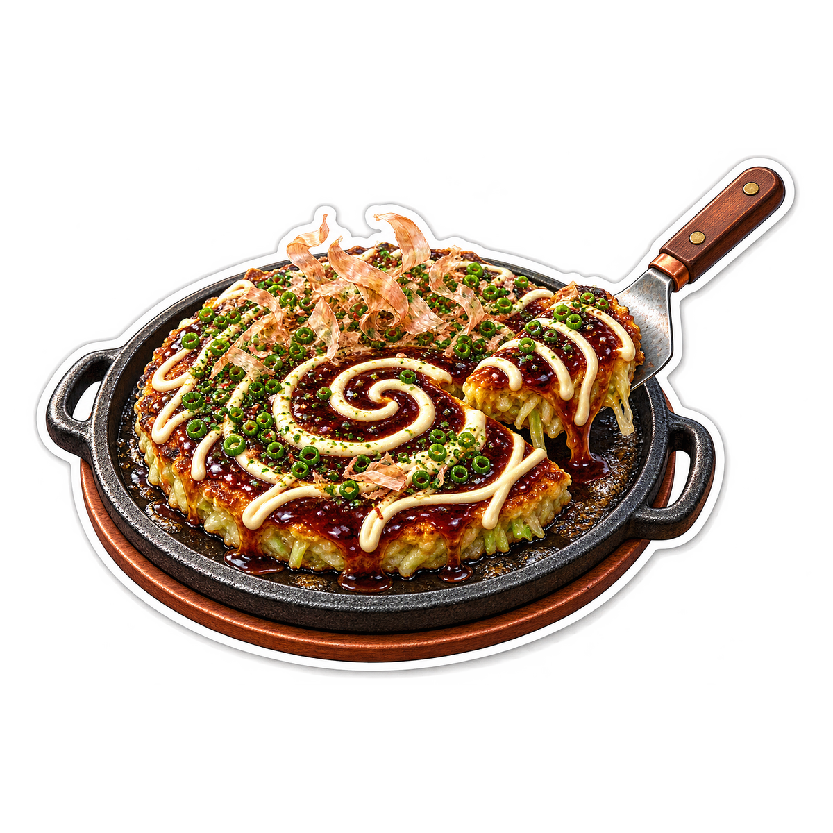 Okonomiyaki Iron Spiral Vinyl Sticker Decal