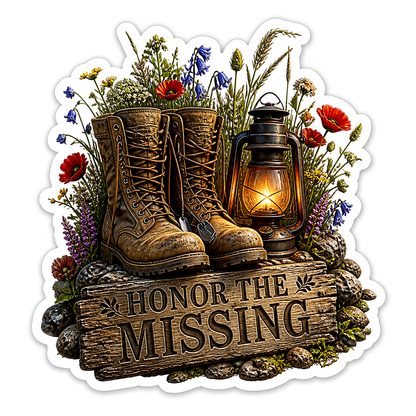 Honor the Missing Boots and Lantern Vinyl Sticker Decal