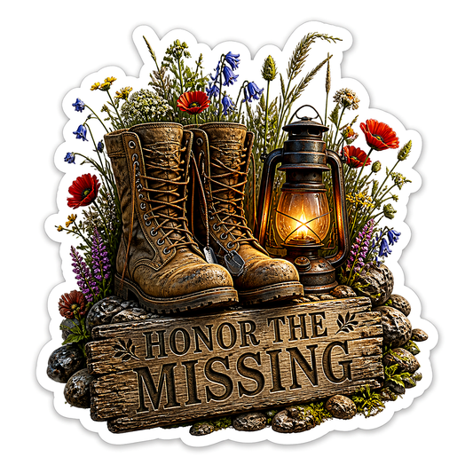 Honor the Missing Boots and Lantern Vinyl Sticker Decal